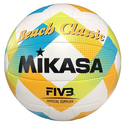 Ballon de volleyball de plage Mikasa® «Beach Classic» vert, jaune et bleu