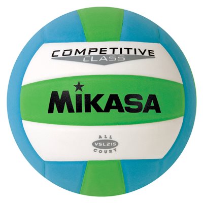 Ballon de volleyball en cuir synthétique intérieur et extérieur Mikasa® «All Court» vert, bleu ciel et blanc