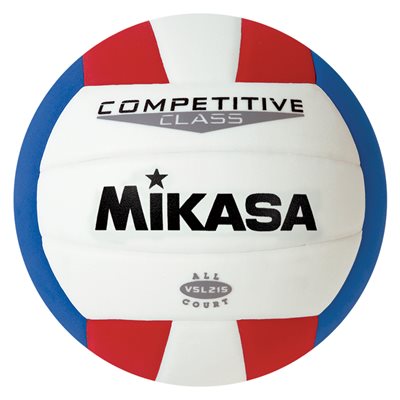 Ballon de volleyball en cuir synthétique intérieur et extérieur Mikasa® «All Court» rouge, bleu royal et blanc